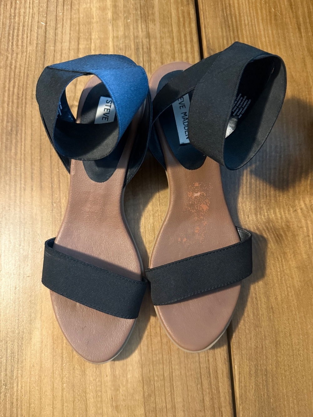 Steve Madden Black Fabric Upper Ankle Strap Sandals Size 9